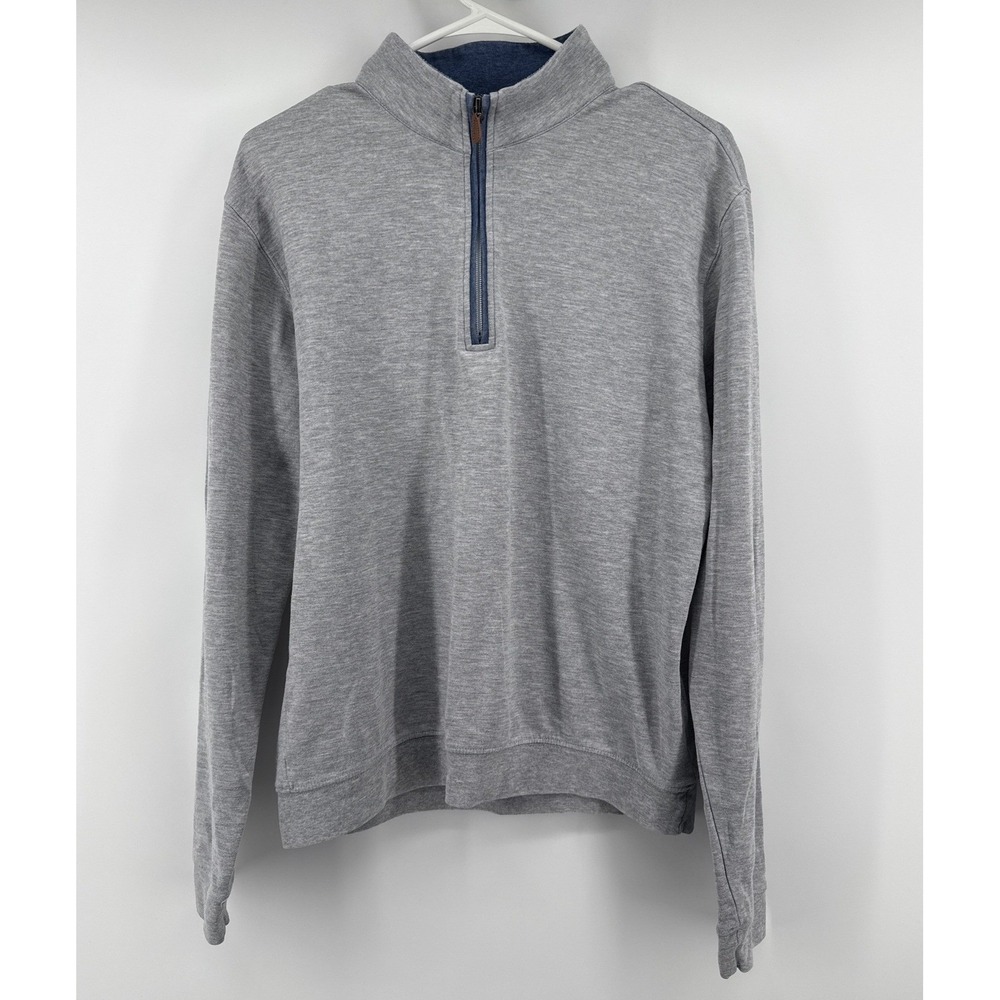 Johnnie-O Mens Heather Grey Quarter Zip Pullover Cotton Lyocell Sweatshirt MED
